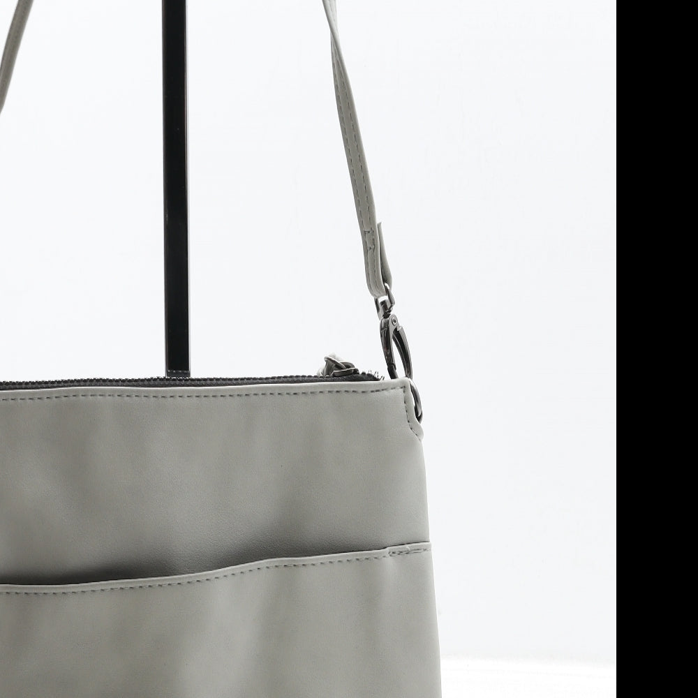 Atmosphere Womens Grey Polyurethane Crossbody Size Small