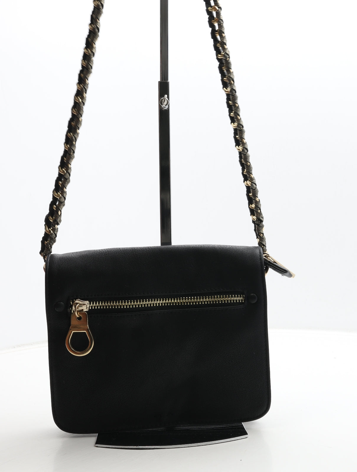 Preworn Womens Black Polyurethane Crossbody Size Small