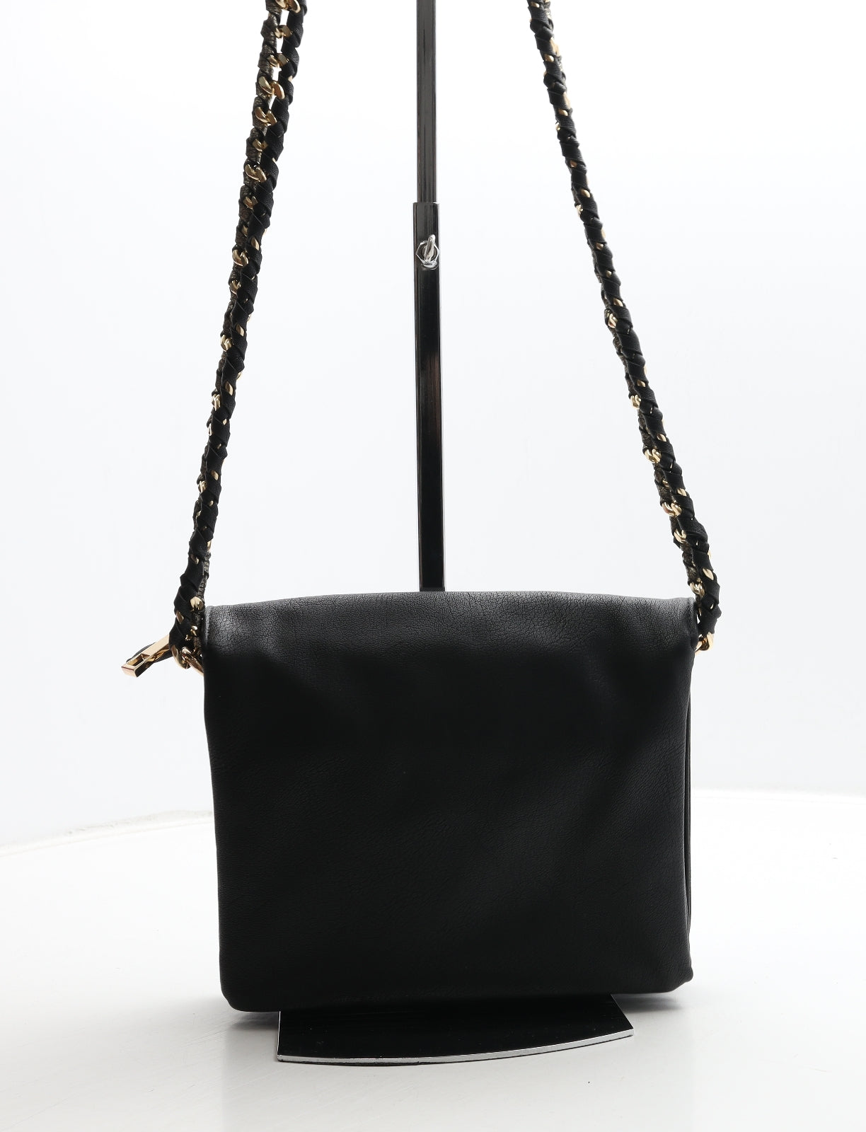 Preworn Womens Black Polyurethane Crossbody Size Small