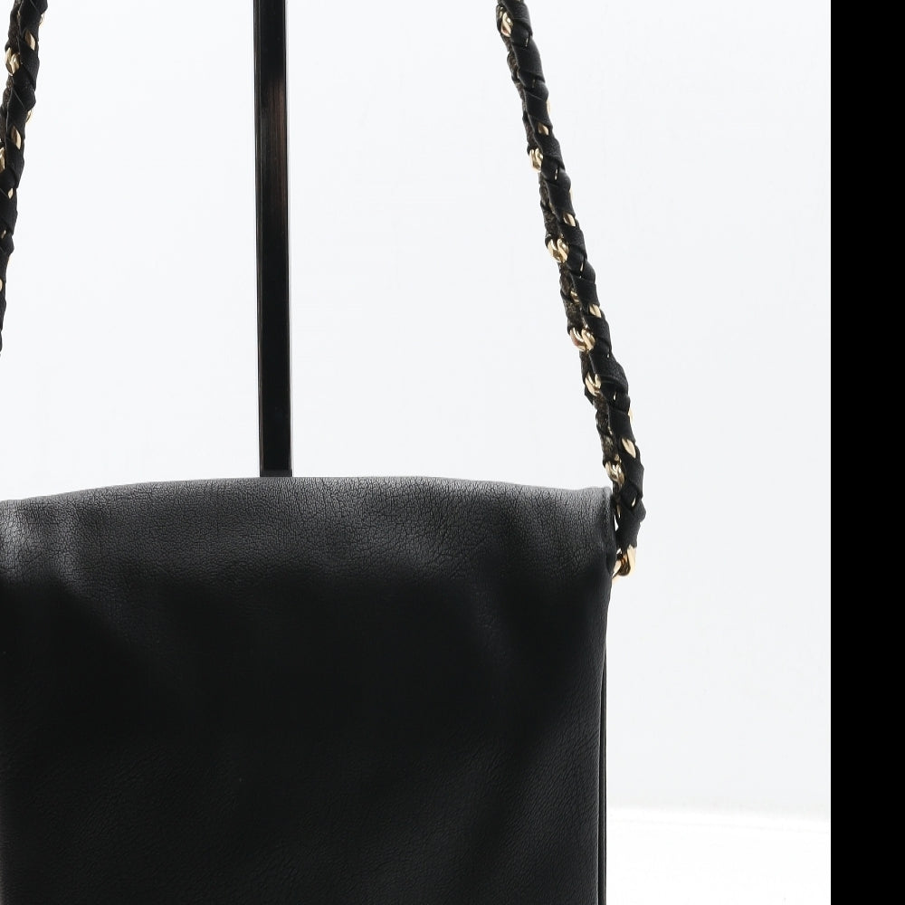 Preworn Womens Black Polyurethane Crossbody Size Small