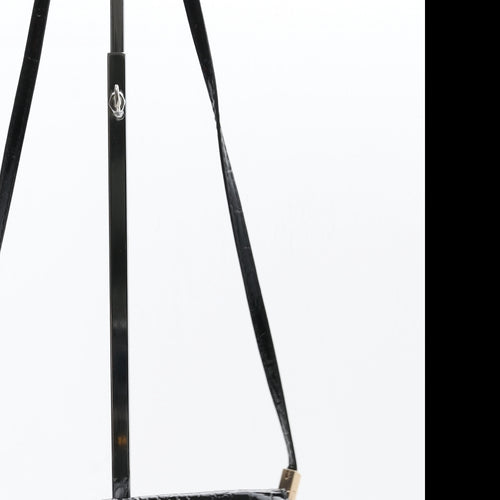 H&M Womens Black Polyurethane Crossbody Size Small - Croc Texture
