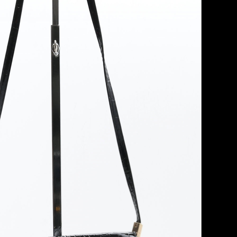 H&M Womens Black Polyurethane Crossbody Size Small - Croc Texture