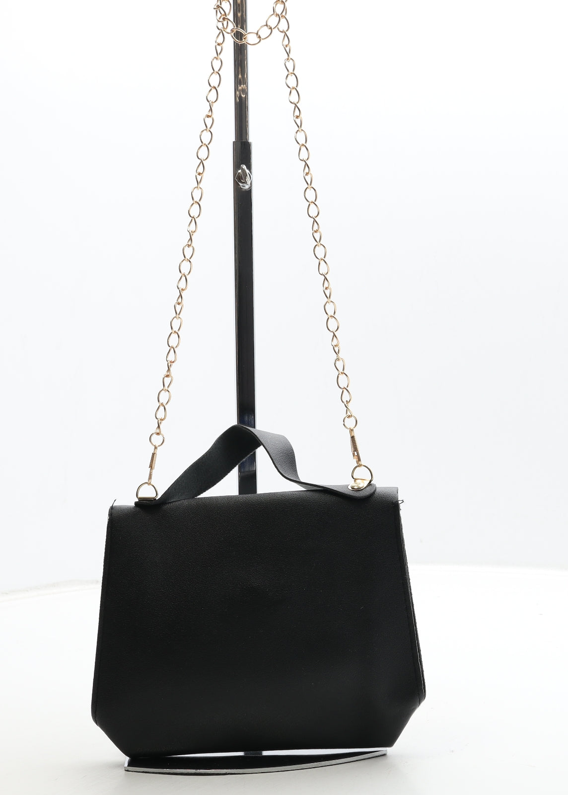 Preworn Womens Black Polyurethane Crossbody Size Small