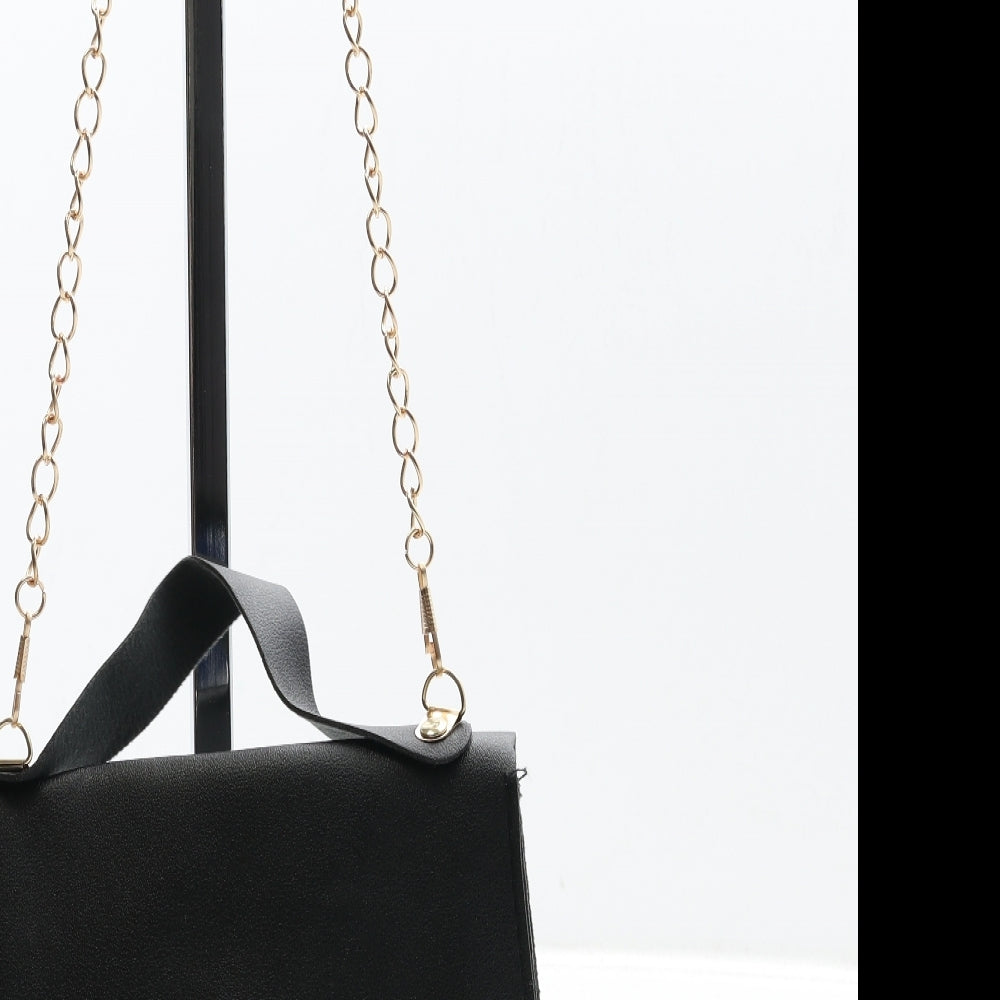 Preworn Womens Black Polyurethane Crossbody Size Small