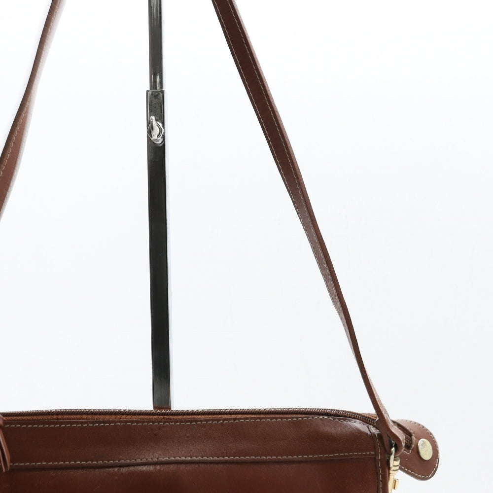 Preworn Womens Brown Faux Leather Crossbody Size Medium