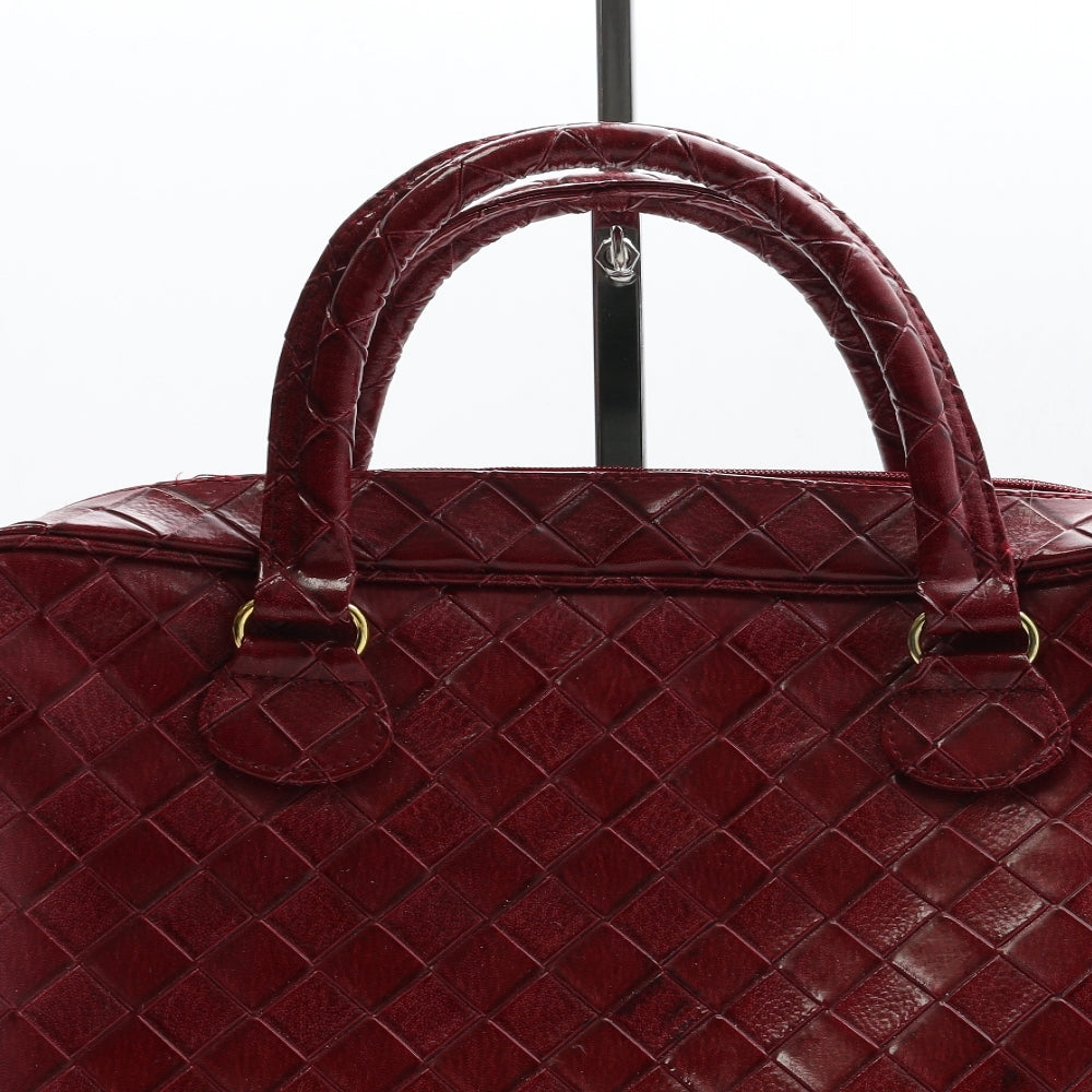 Estee Lauder Womens Red Geometric Polyurethane Top Handle Bag Size Large