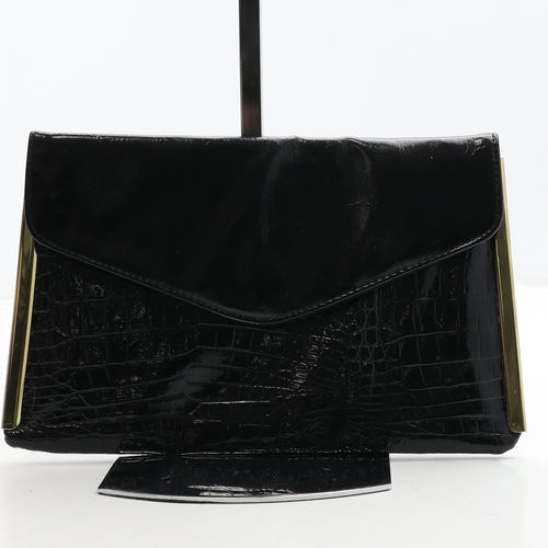 Dorothy Perkins Womens Black PVC Clutch Size Small - Croc Texture