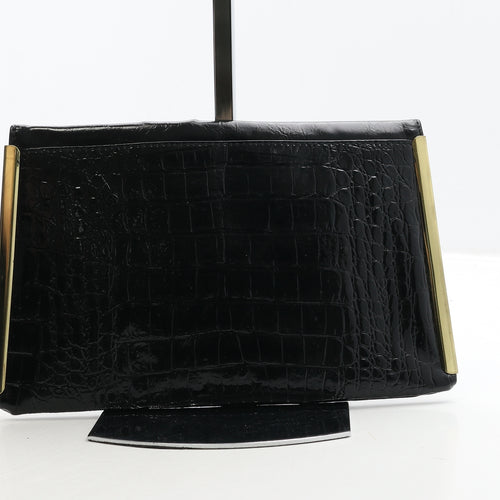 Dorothy Perkins Womens Black PVC Clutch Size Small - Croc Texture