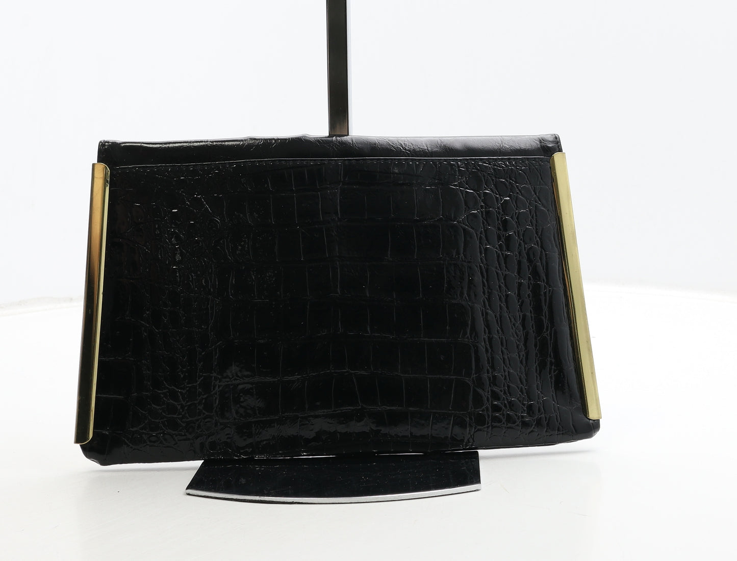 Dorothy Perkins Womens Black PVC Clutch Size Small - Croc Texture