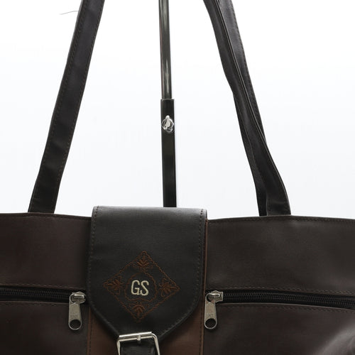 Preworn Womens Brown Polyurethane Top Handle Bag Size Large