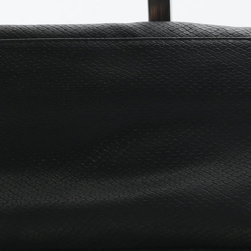 Preworn Womens Black Polyurethane Clutch Size Small - Croc Texture
