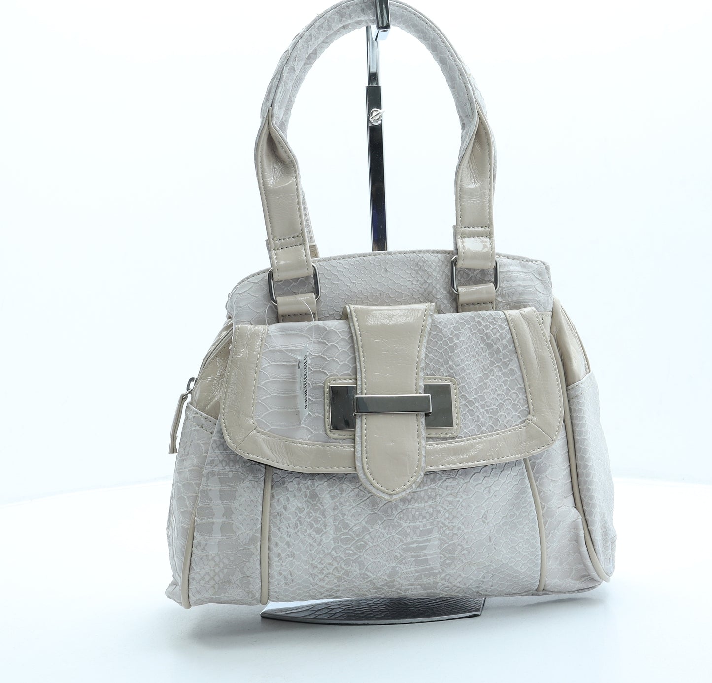 NEXT Womens Beige Animal Print Leather Shoulder Bag Size Small