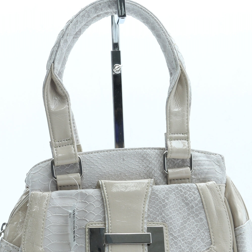 NEXT Womens Beige Animal Print Leather Shoulder Bag Size Small