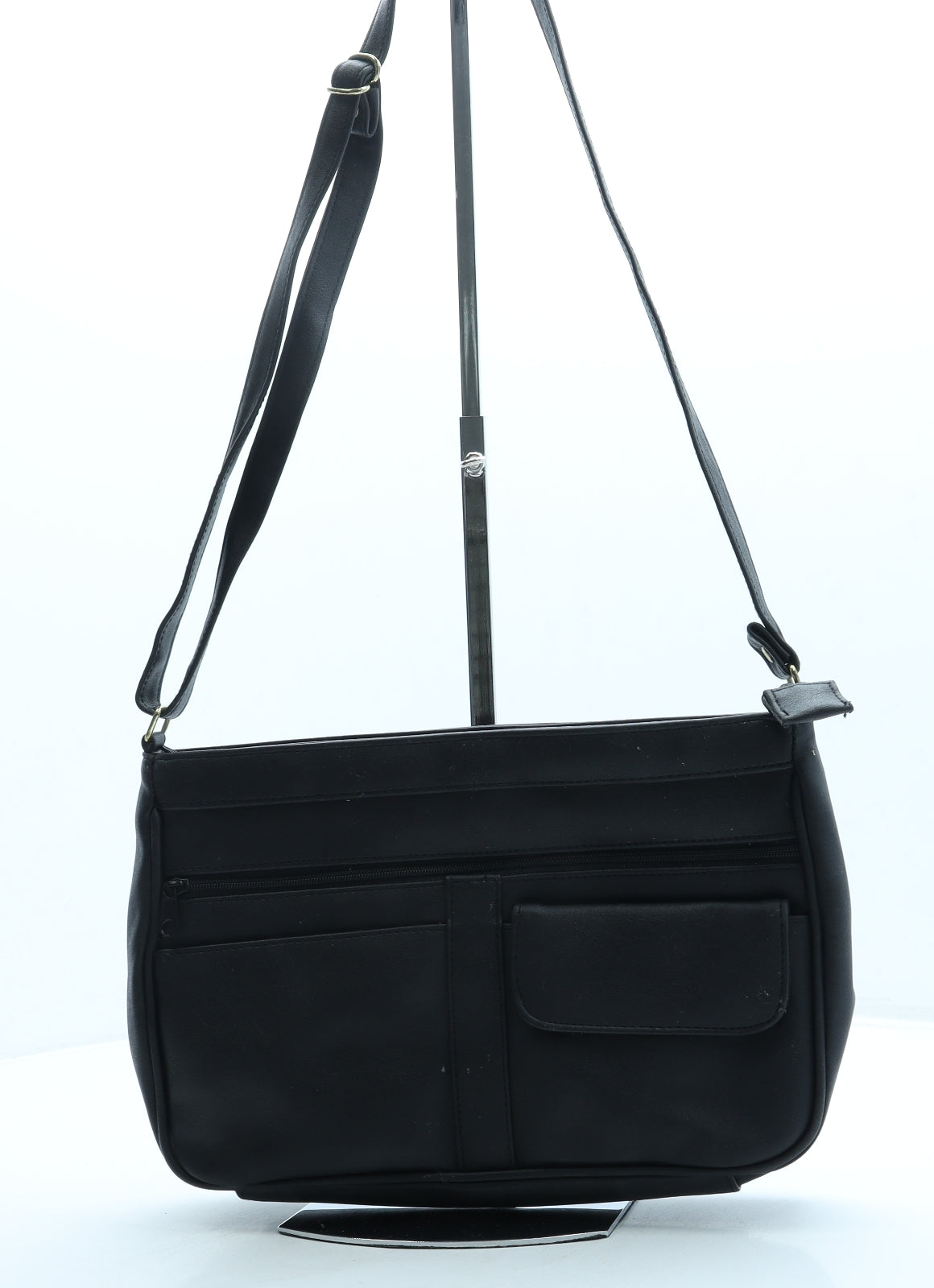 Preworn Womens Black Leather Crossbody Size Small