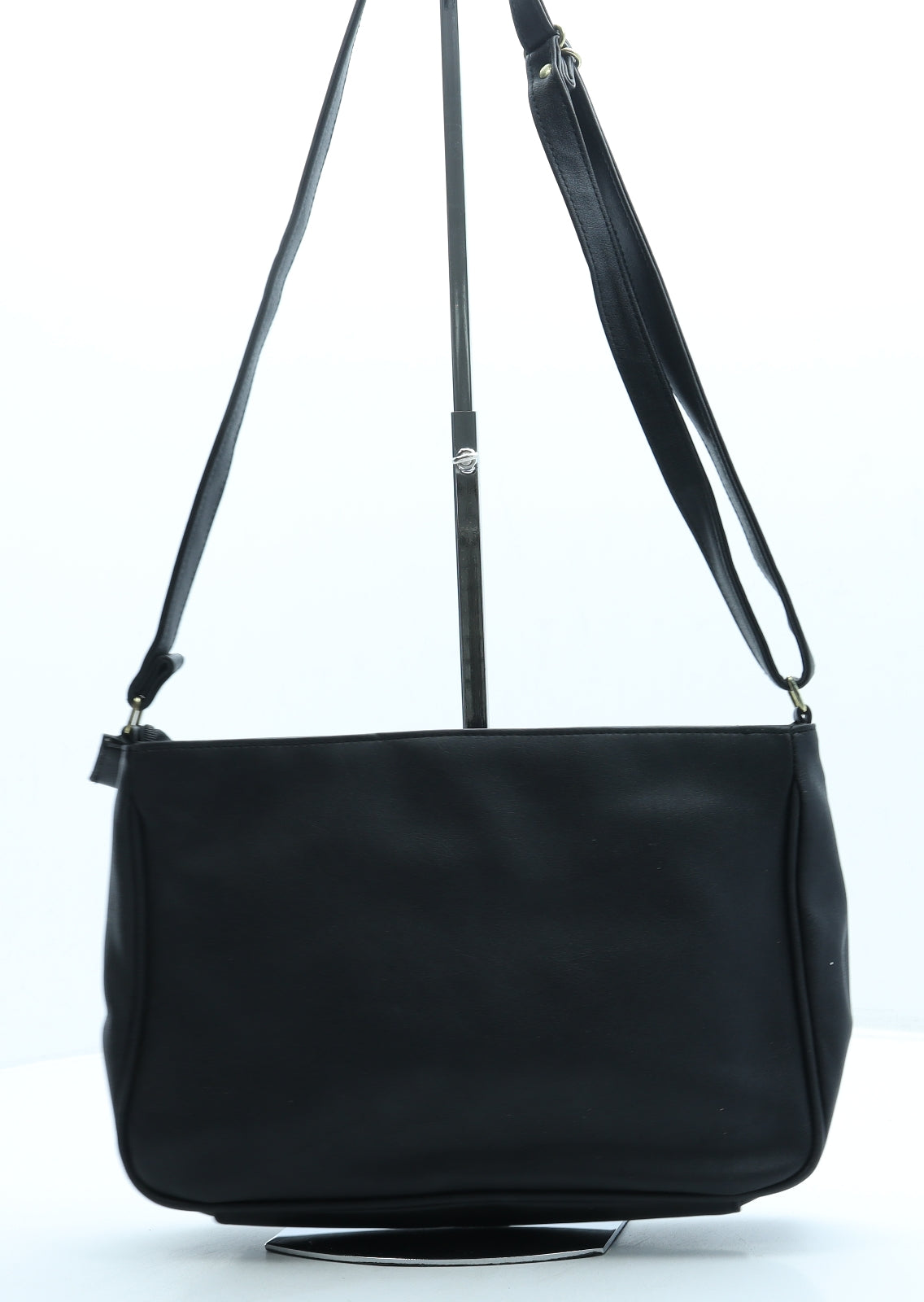 Preworn Womens Black Leather Crossbody Size Small