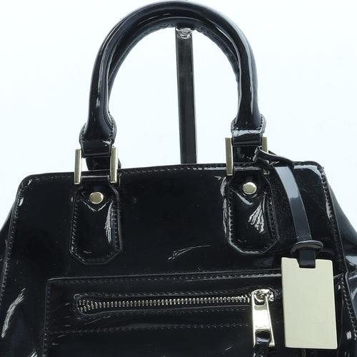 Preworn Womens Black Leather Top Handle Bag Size Small
