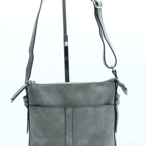 F&F Womens Grey Leather Crossbody Size Small