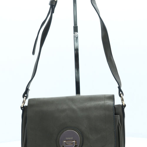 Topshop Womens Green Leather Crossbody Size Small