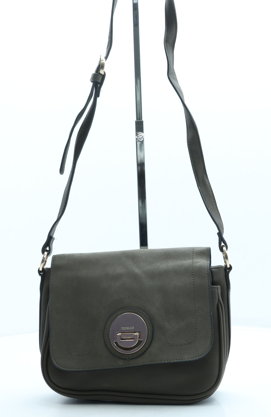 Topshop Womens Green Leather Crossbody Size Small