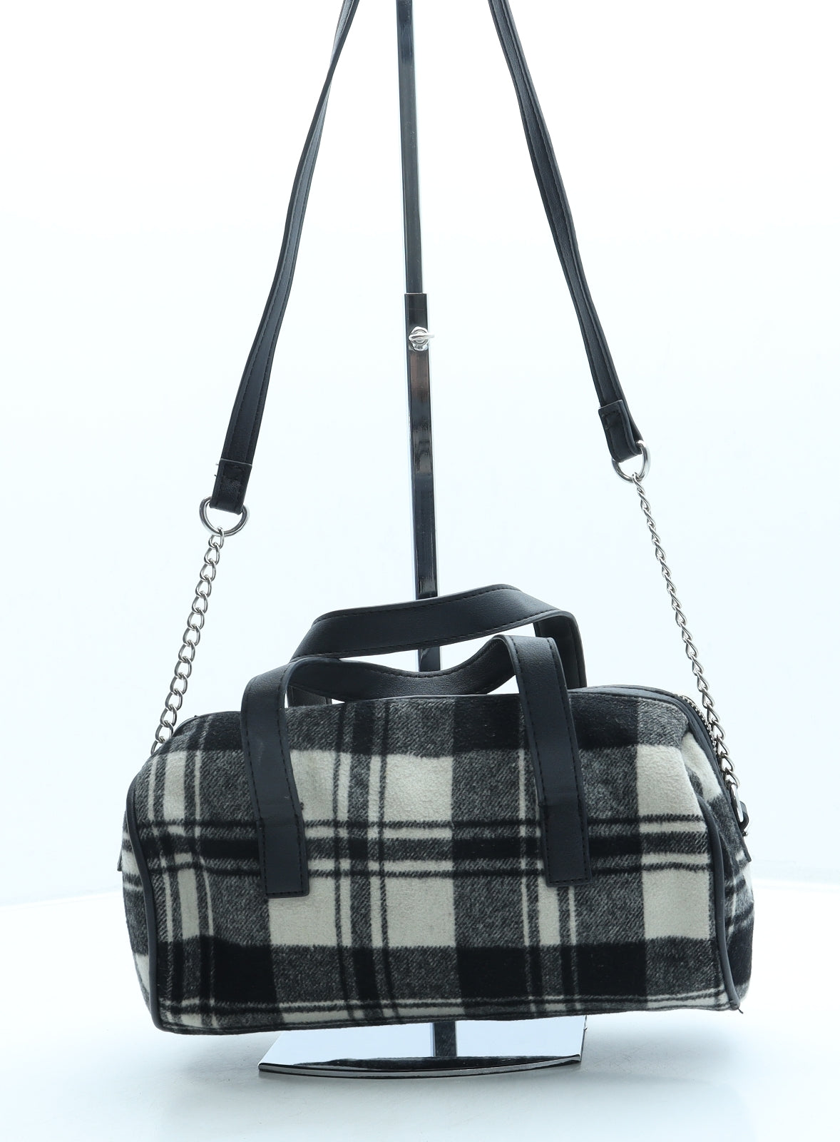 New Look Womens Black Plaid Polyester Crossbody Size Small