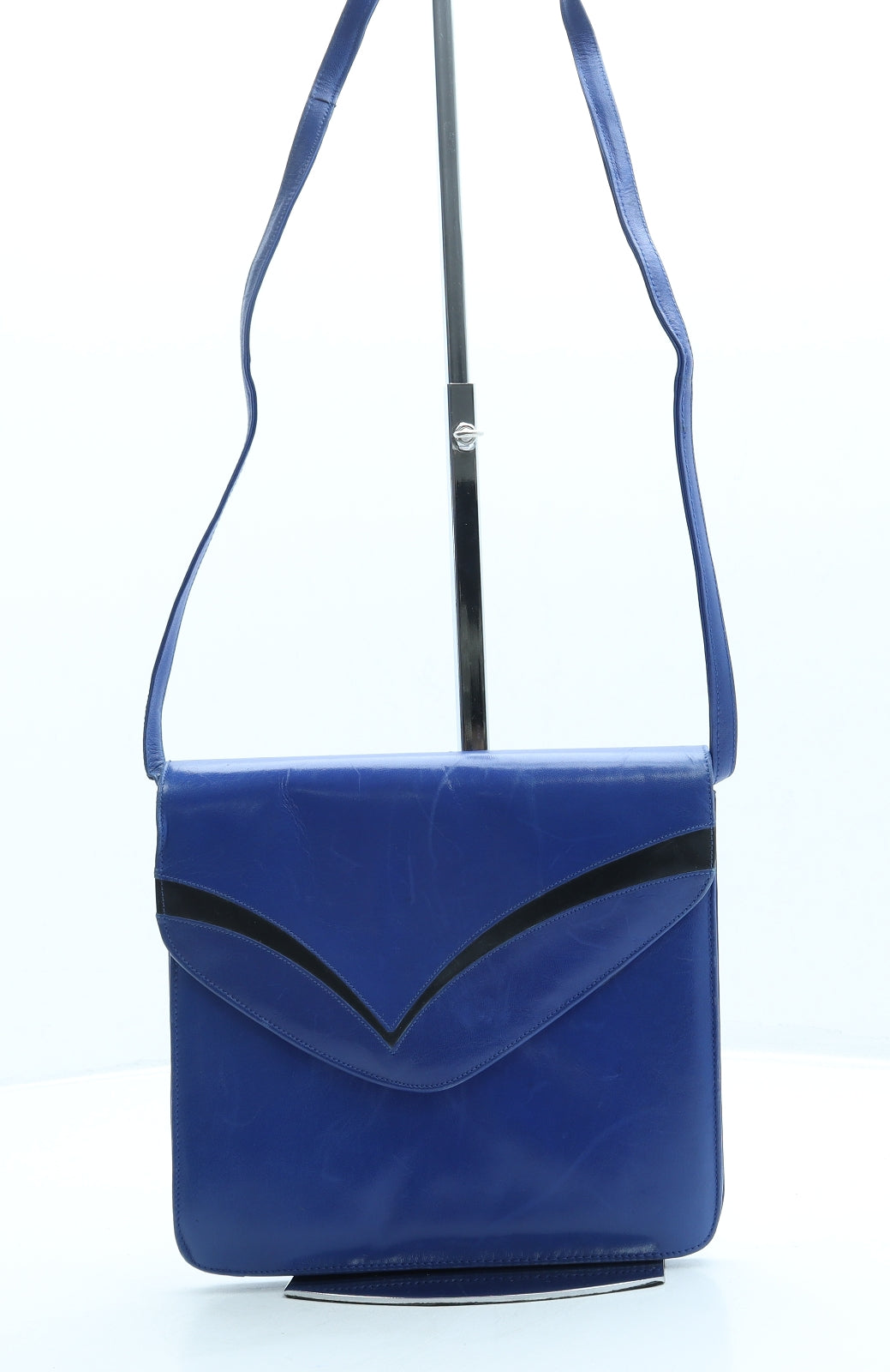 Preworn Womens Blue Leather Crossbody Size Small