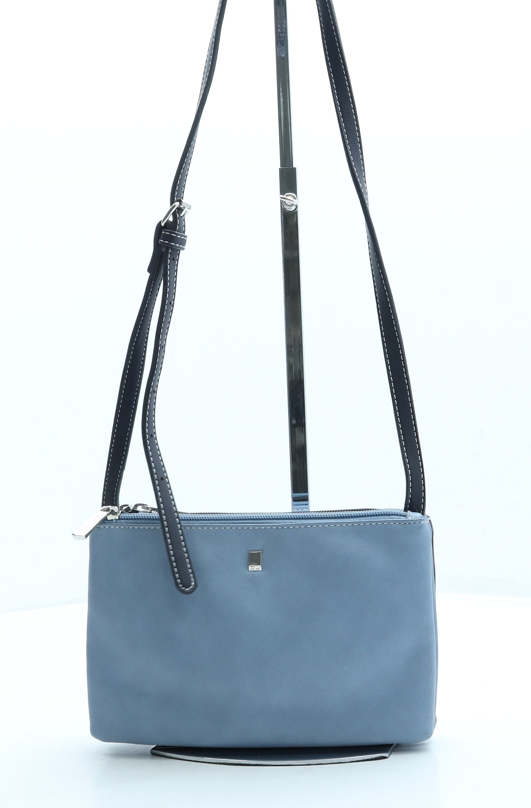 David Jones Womens Blue Leather Crossbody Size Small