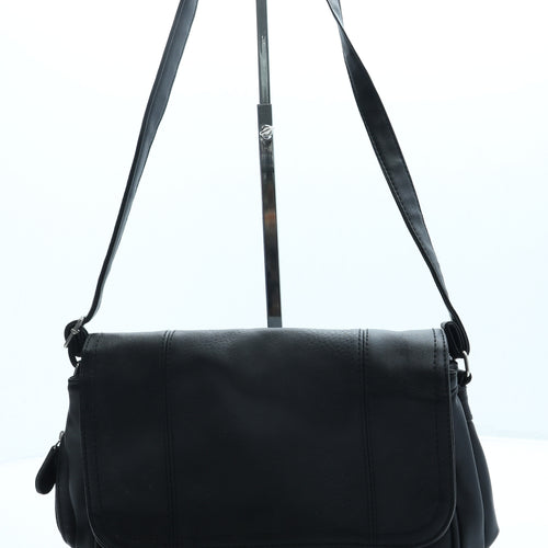 Preworn Womens Black Leather Crossbody Size Small