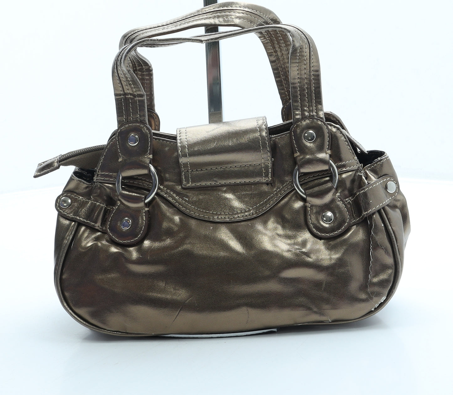 NEXT Womens Gold Leather Shoulder Bag Size Small