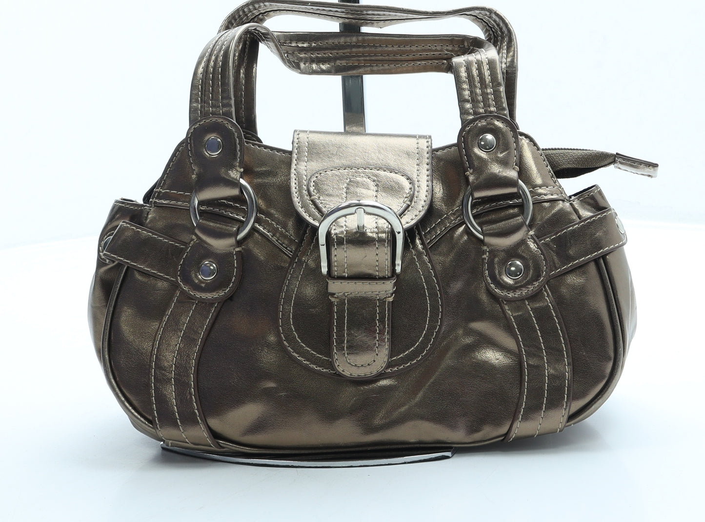 NEXT Womens Gold Leather Shoulder Bag Size Small
