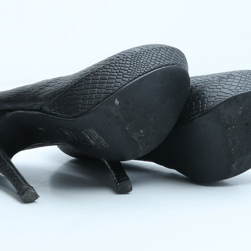 H&M Womens Black Synthetic Platform Heel UK 6 39 - Croc Texture