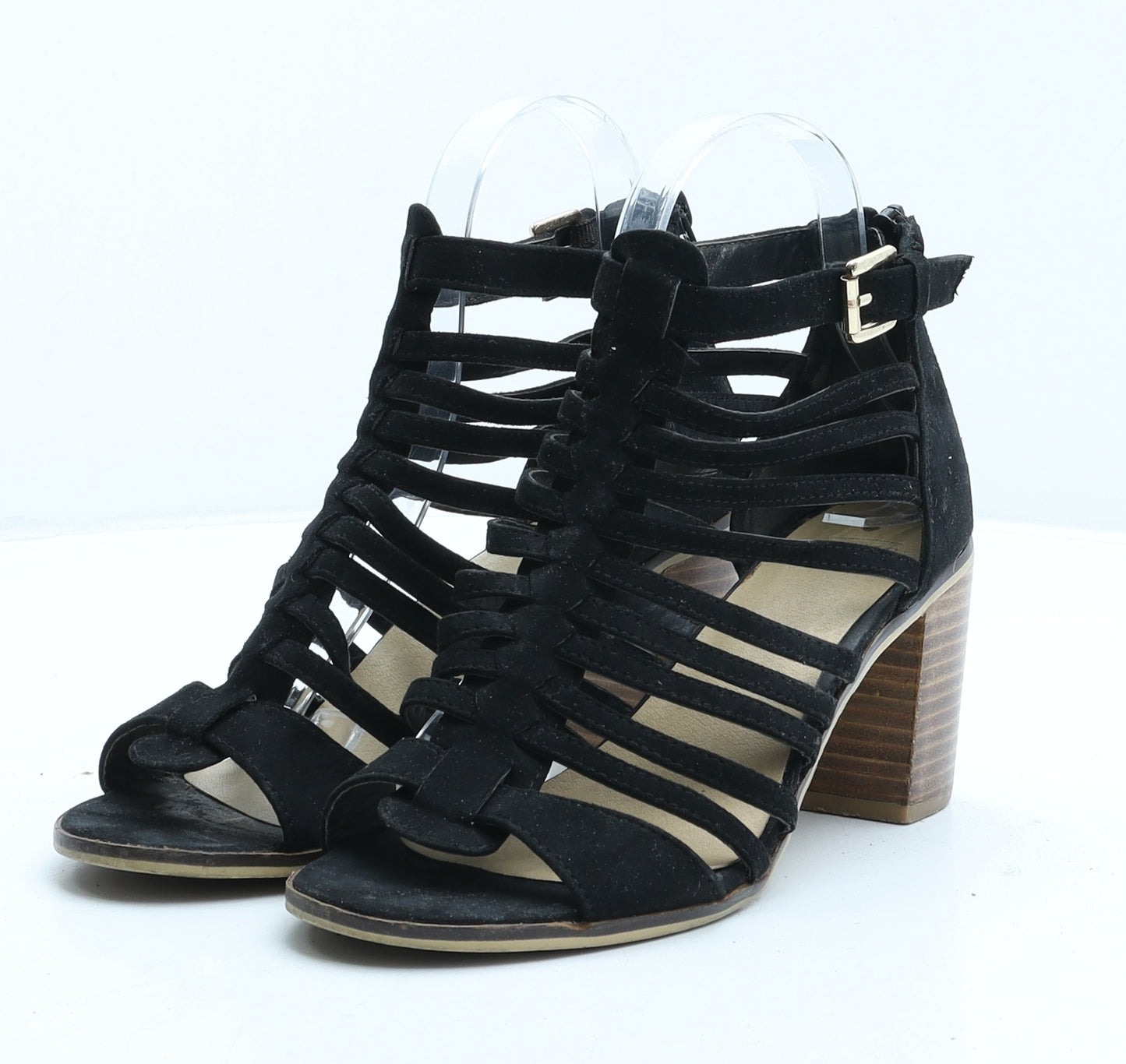 Oasis Womens Black Suede Gladiator Heel UK 5 38