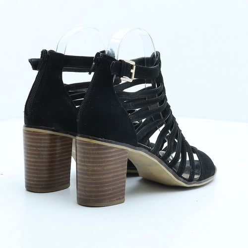 Oasis Womens Black Suede Gladiator Heel UK 5 38