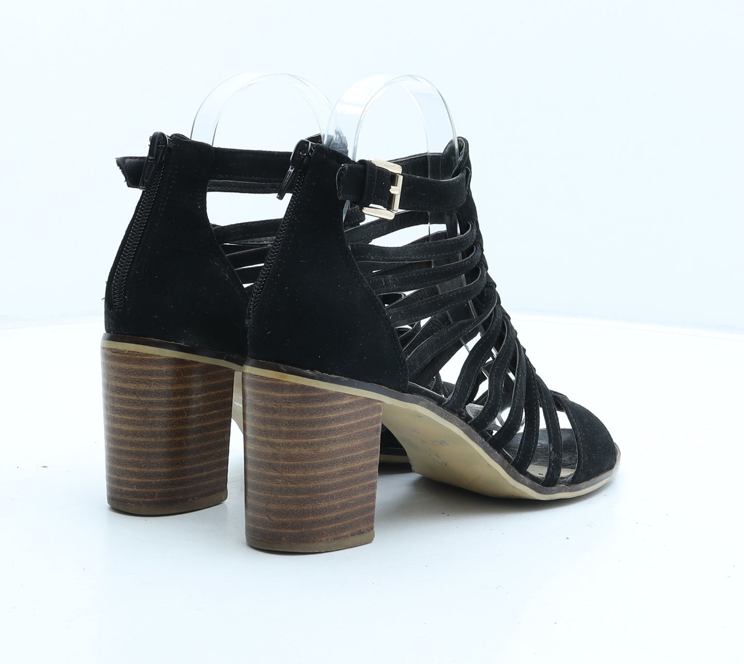 Oasis Womens Black Suede Gladiator Heel UK 5 38