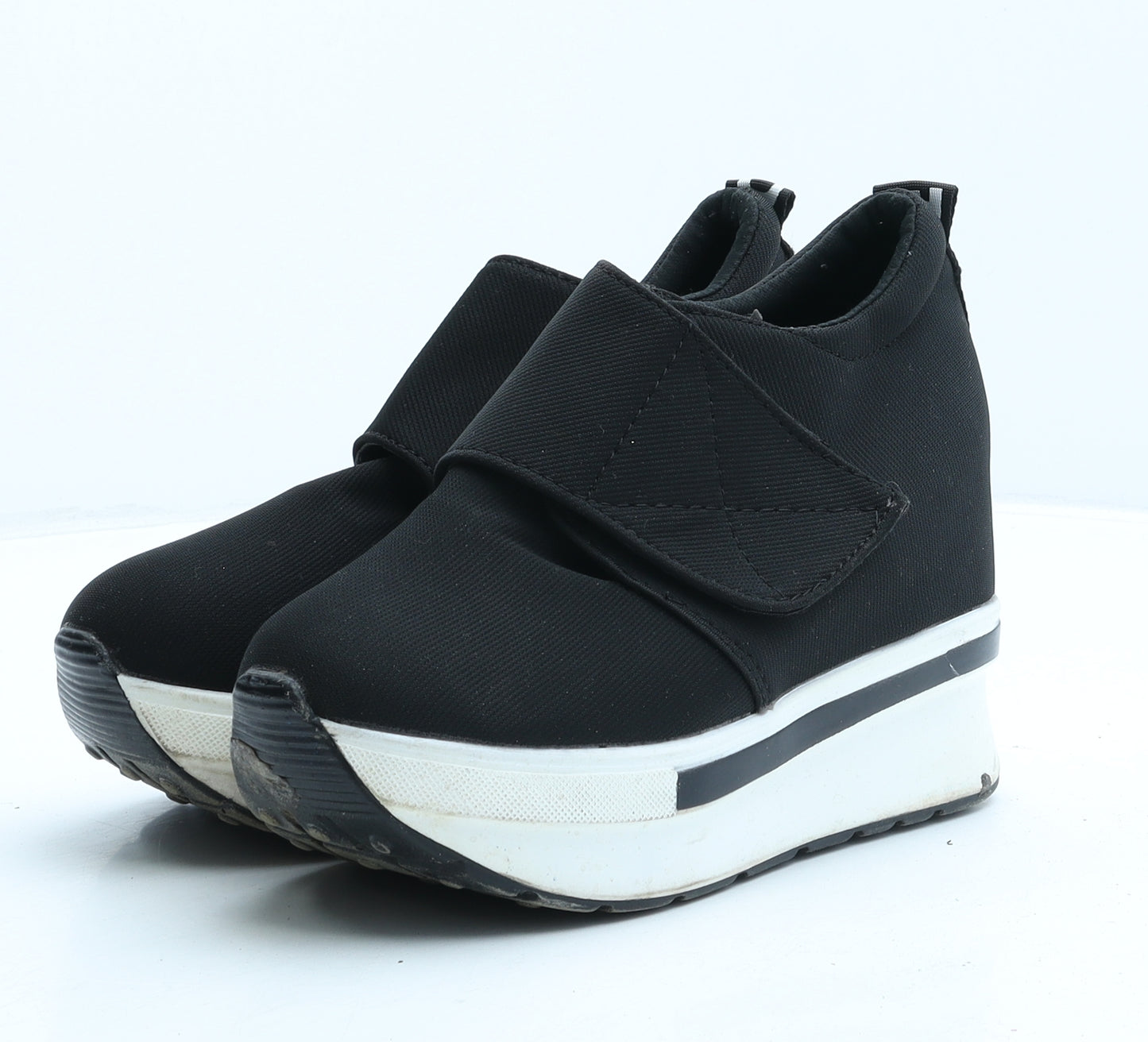 Preworn Womens Black Fabric Trainer UK 6 39 - Platform