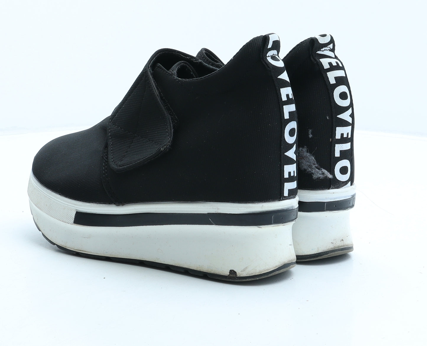 Preworn Womens Black Fabric Trainer UK 6 39 - Platform