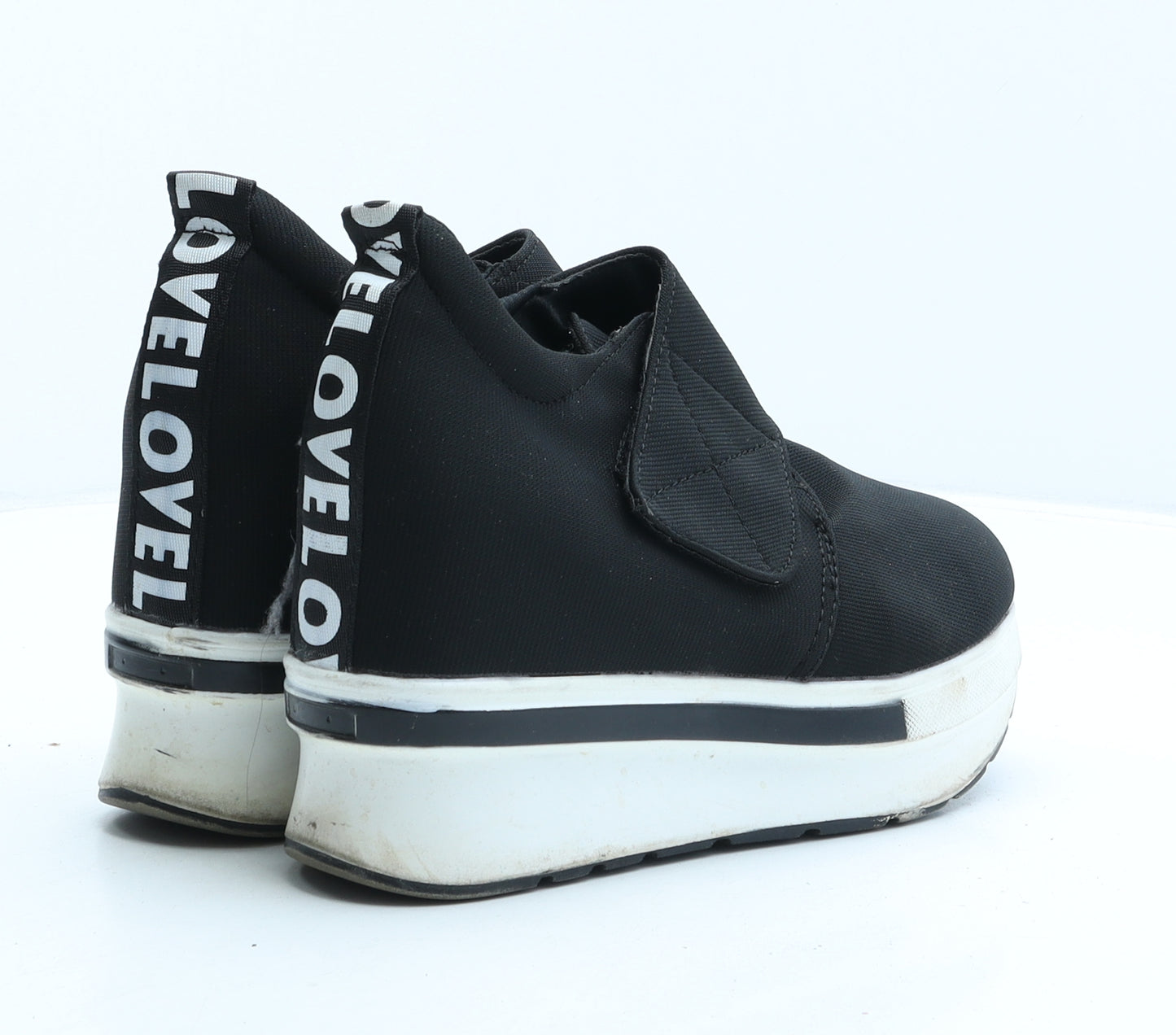Preworn Womens Black Fabric Trainer UK 6 39 - Platform