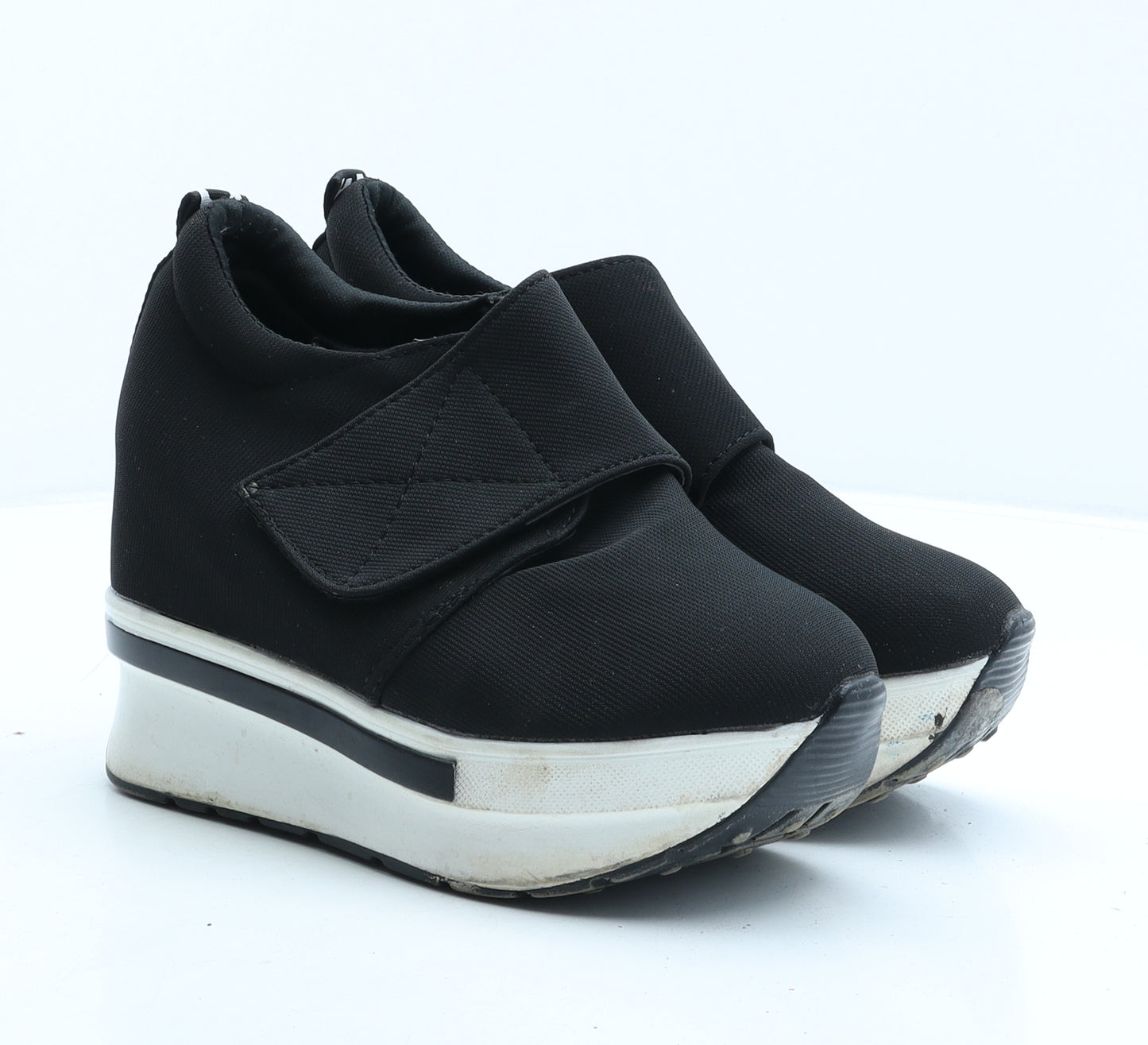 Preworn Womens Black Fabric Trainer UK 6 39 - Platform