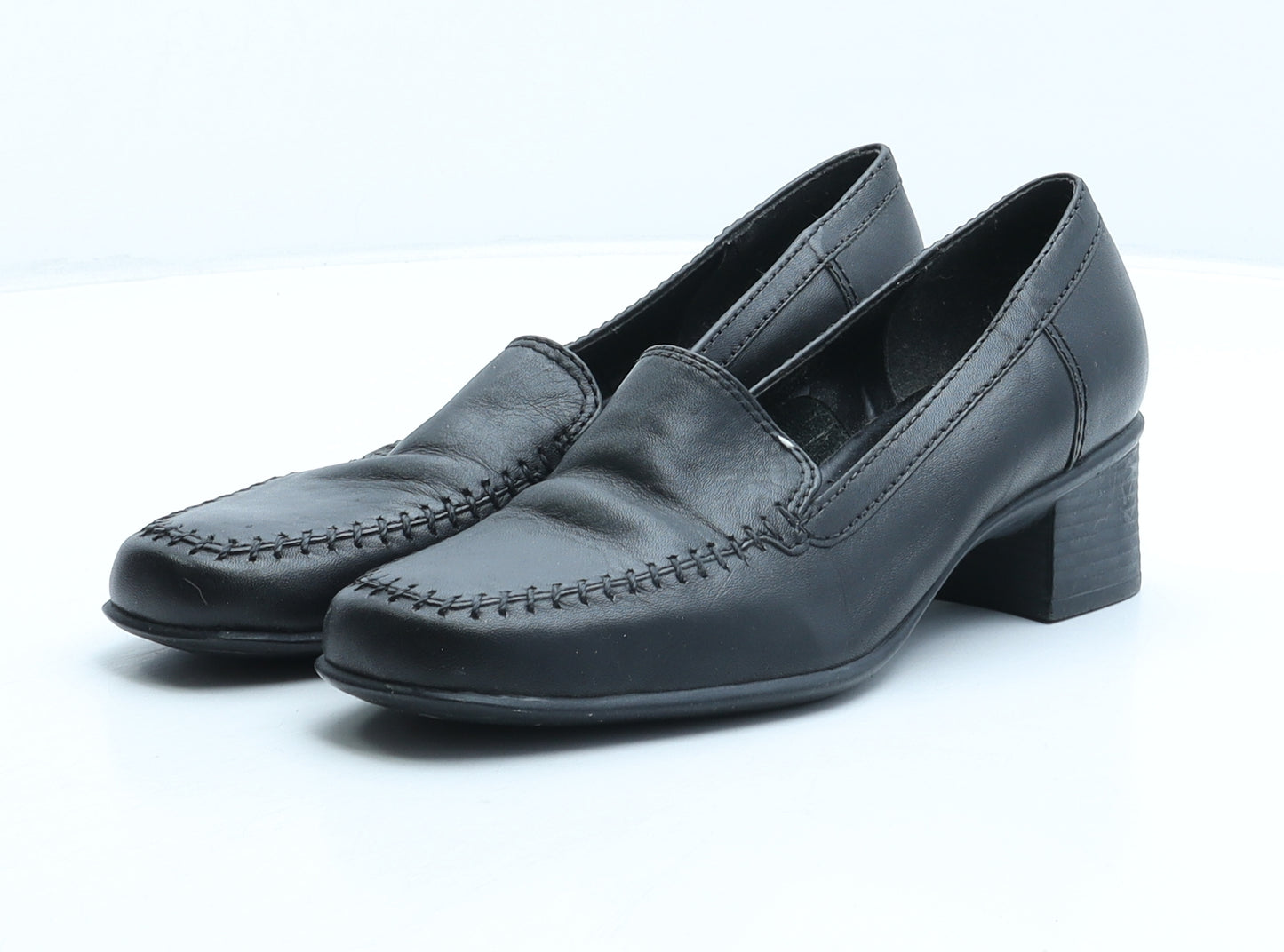 Fiore Womens Black Leather Court Heel UK 3