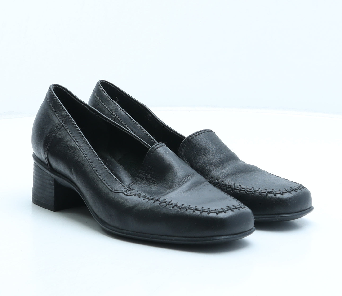 Fiore Womens Black Leather Court Heel UK 3