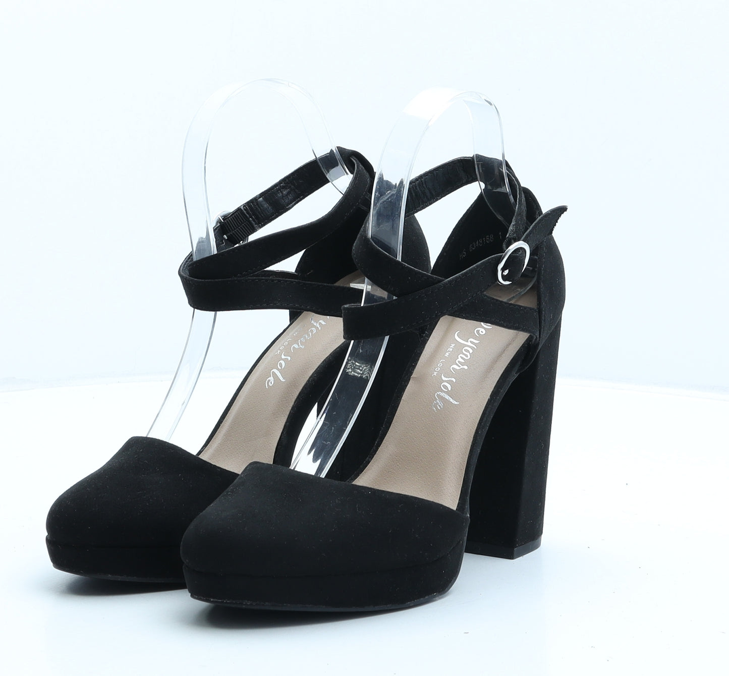 New Look Womens Black Suede Strappy Heel UK 6 39