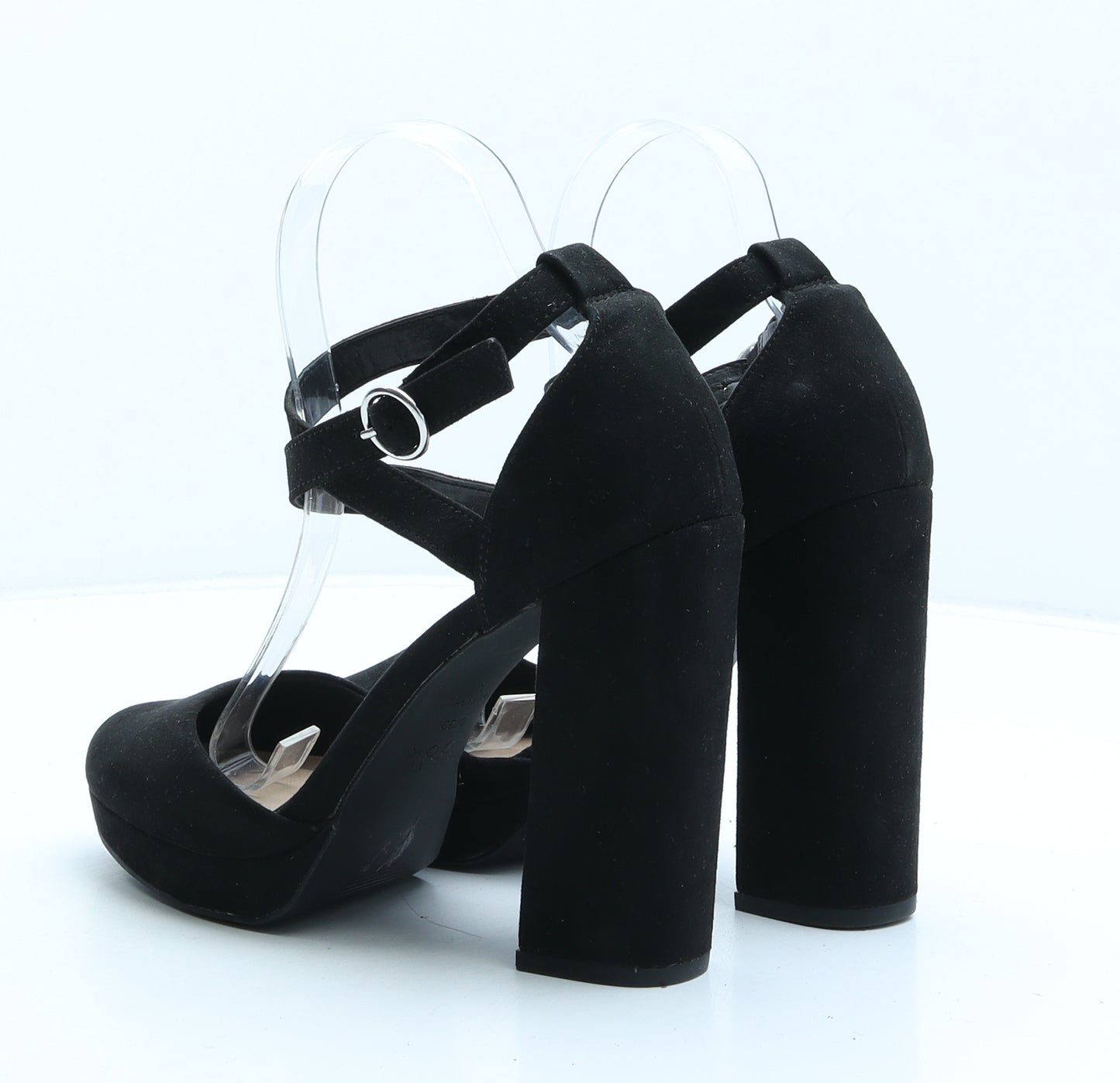 New Look Womens Black Suede Strappy Heel UK 6 39