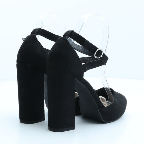 New Look Womens Black Suede Strappy Heel UK 6 39