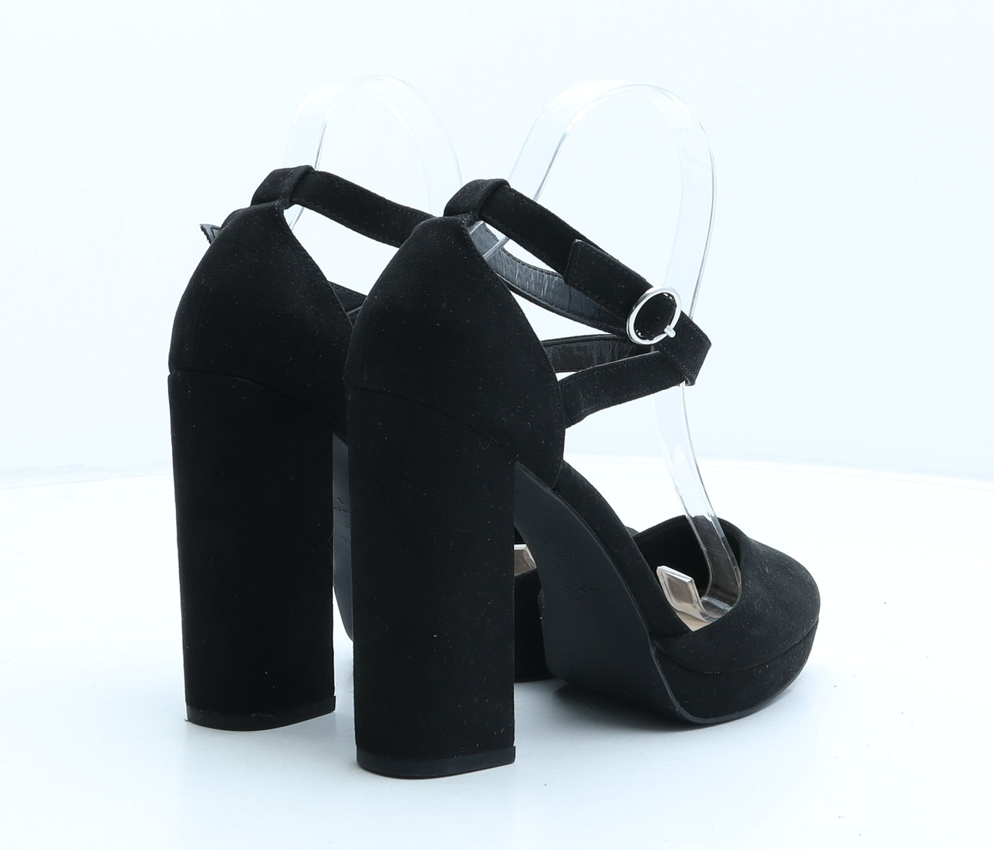 New Look Womens Black Suede Strappy Heel UK 6 39