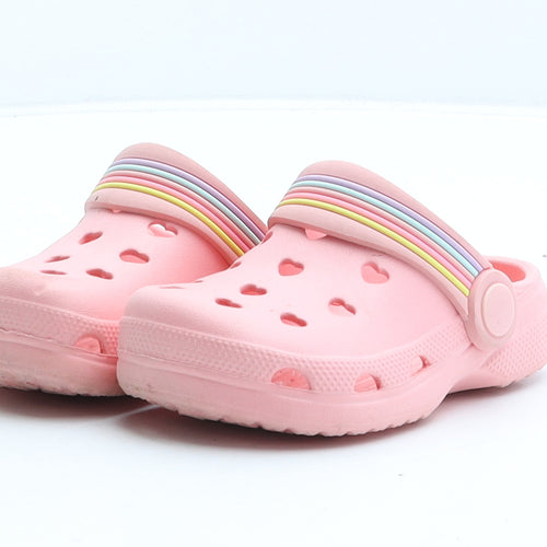 Preworn Girls Pink Rubber Clog Casual UK 4 - Hearts
