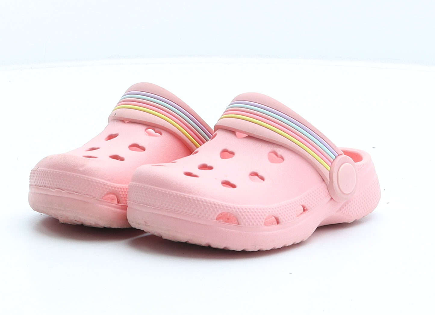 Preworn Girls Pink Rubber Clog Casual UK 4 - Hearts