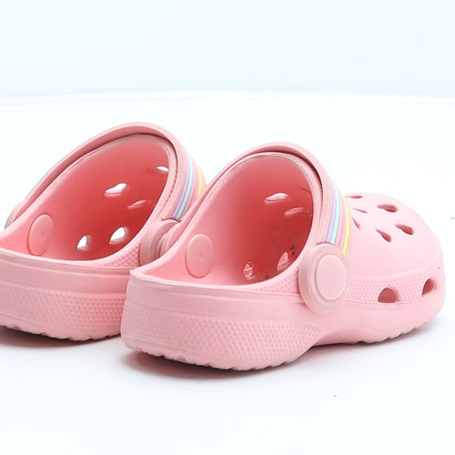 Preworn Girls Pink Rubber Clog Casual UK 4 - Hearts