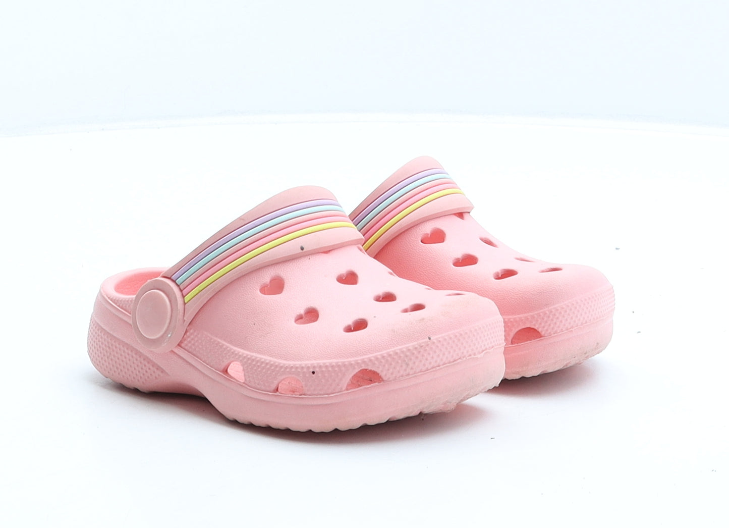 Preworn Girls Pink Rubber Clog Casual UK 4 - Hearts