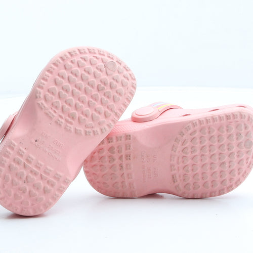 Preworn Girls Pink Rubber Clog Casual UK 4 - Hearts