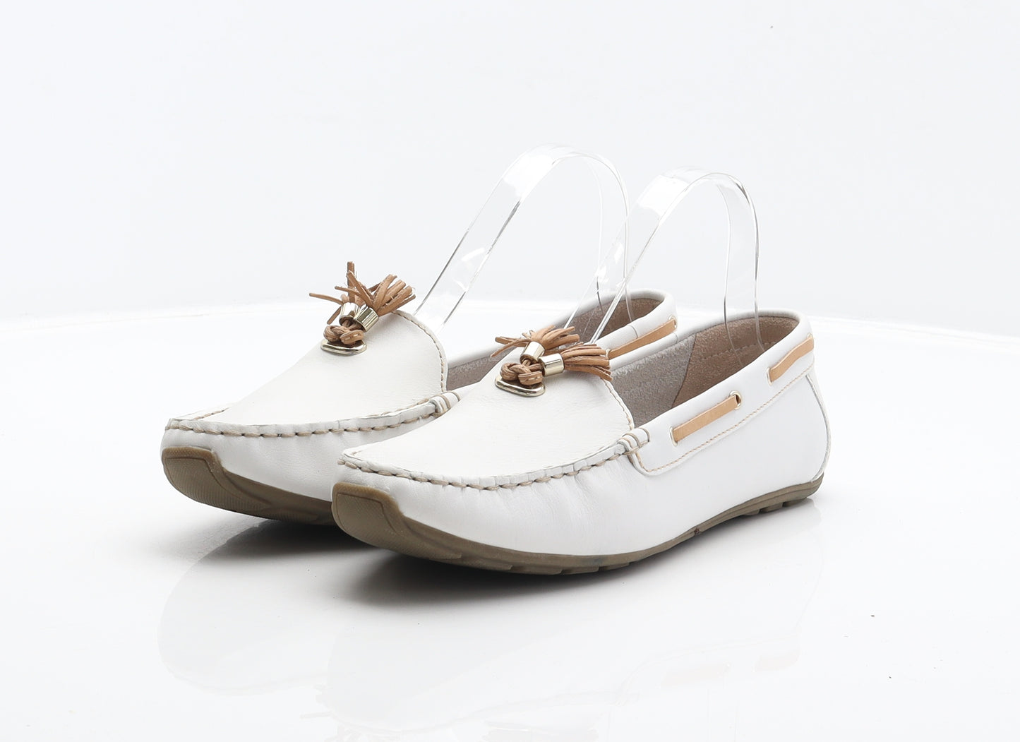 Marks and Spencer Womens White Leather Loafer Casual UK 5.5