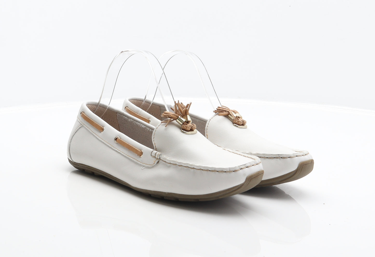 Marks and Spencer Womens White Leather Loafer Casual UK 5.5